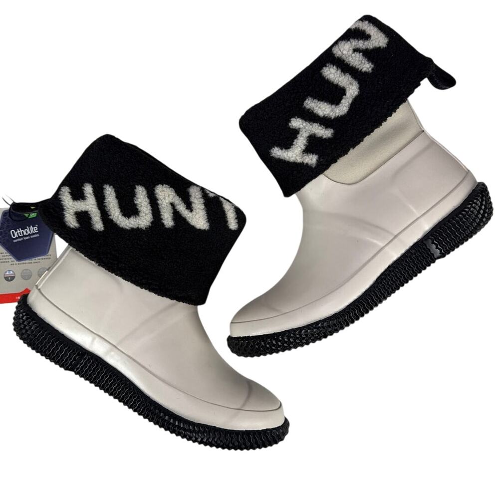Hunter Original Slipper Snow Boot Womens 10 Insulated Foldable Cuff White Willow - Picture 9 of 12